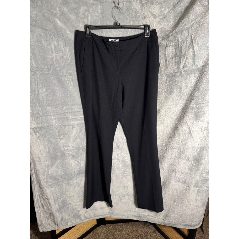 DKNYC Womens Black Straight Leg Dress Pants Size 16 Stretch Office Trousers